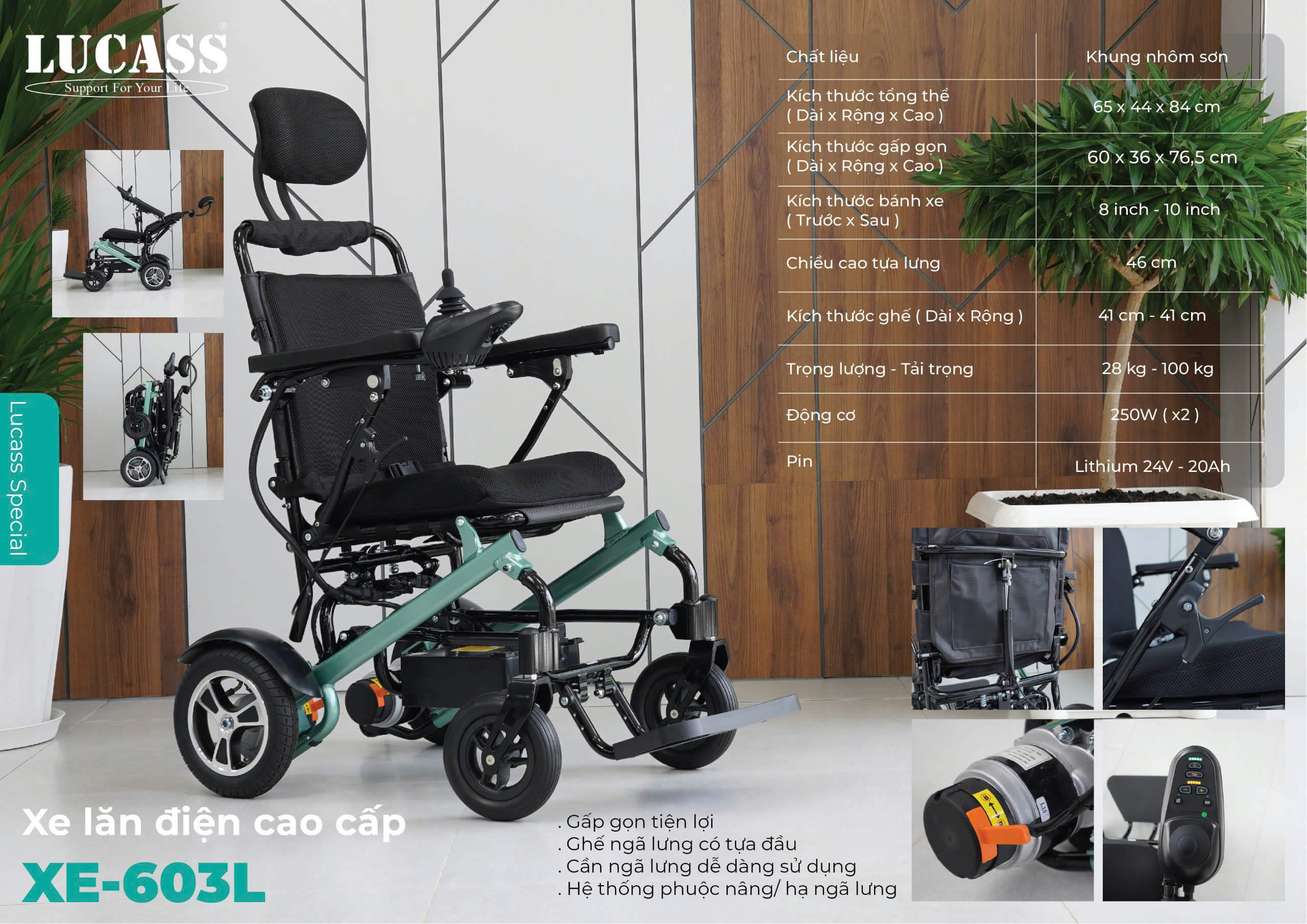 Thông số xe lăn điện cao cấp Lucass XE-603L