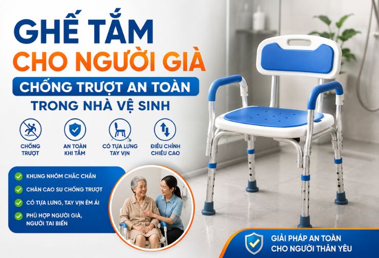 Ghế Tắm Cho Người Già Chống Trượt An Toàn Trong Nhà Vệ Sinh