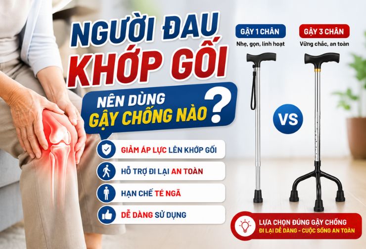 Người Đau Khớp Gối Nên Dùng Gậy Chống Nào?