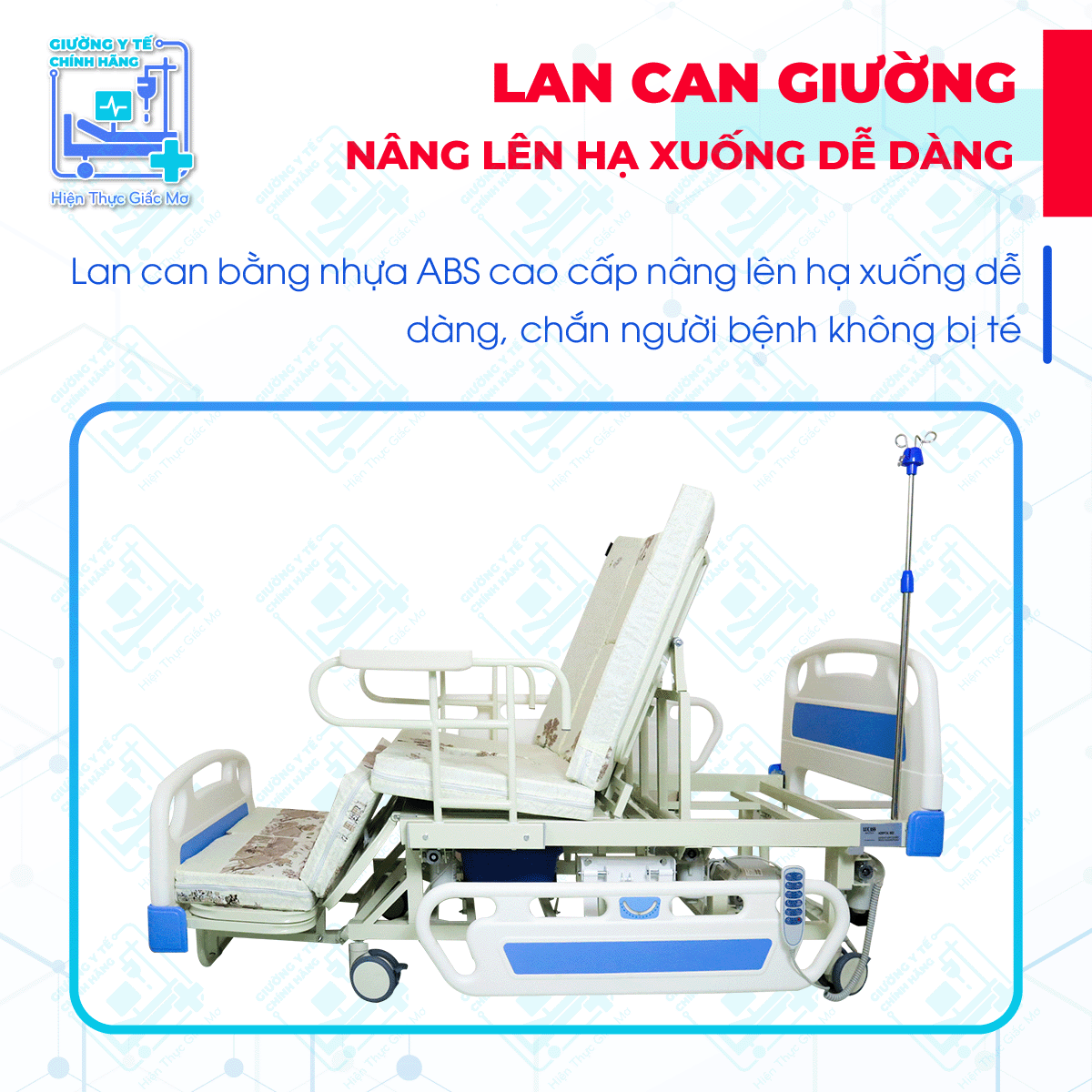 Thanh chắn 2 bên giường Lucass GB-4E nâng hạ tiện lợi